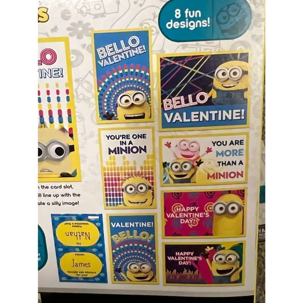 Illumination Minions Googly Eye Sticker Valentines with Treat Bags